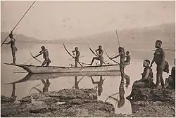 Tribu des Andamanais pêchant à l'arc.