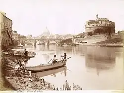 Vue du Tibre à Rome avec le Château Saint-Ange et le dôme de Saint-Pierre.