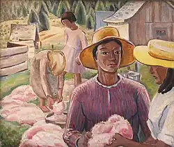 Teindre la laine, l'Île d'Orléans, Québec, 1928