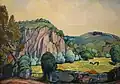 André Maire, "Environs de Semur-en-Auxois", 1966, huile sur isorel, musée de Semur-en-Auxois.