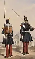 Projet d'uniformes (abandonné) pour l'infanterie de ligne de 1848.