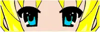 Regard bleu d'un personnage blond ressemblant à celui d'un manga.