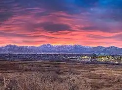 Coucher de soleil sur les monts Oquirrh.