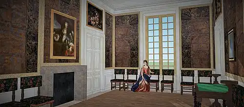 Restitution de l'antichambre de Colbert au premier étage du château de Sceaux, 1683.