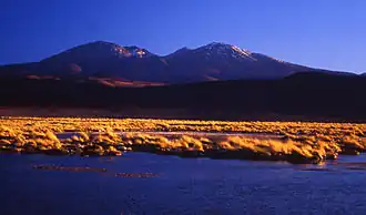 Le volcan vu du nord au soleil couchant.