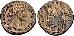 Pièce de monnaie couleur bronze.