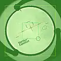Photo d'un verre de lunette en phase de découpage avec des annotations numériques