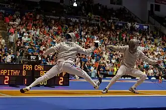 Beaudry (à droite) contre Boladé Apithy aux championnats du monde 2013