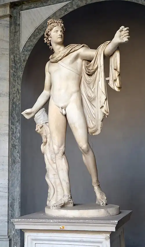 Apollon du Belvédère, copie romaine d'un original du IVe siècle av. J.-C. de Léocharès, musée Pio-Clementino.