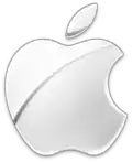 Variante « chromée », utilisée de septembre 2007 à juin 2013, en même temps que la pomme monochromatique.