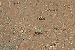 Carte du quadrilatère de l'Arabie avec ses principaux cratères.