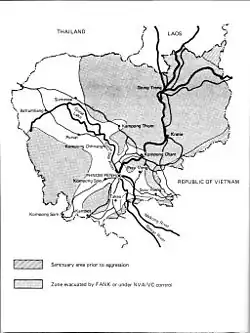 Le gouvernement de Phnom Penh ne contrôlait plus qu’un axe Poipet Svay Rieng et les abords de la route reliant Phnom Penh à Kampong Som.