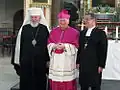 Le primat ortohodoxe Léon de Finlande, mons. Sippo et l'archeveque luterain Jukka Paarma (en).