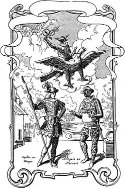 Arlequin en Mercure galant, gravure du XVIIe&nbsp;siècle