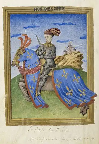 miniature représentant le comte à cheval.