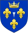 Abbaye de Saint-Denis : D'azur à trois fleurs de lys d'or surmontées d'une couronne du même et accompagnées en abîme d'un clou de la passion d'argent