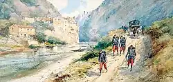 Artilleurs de montagne face au village de Fontan dans la vallée de la Roya.