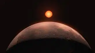 Vue d'artiste de la planète subterrestre,dont l'existence a été confirmée.