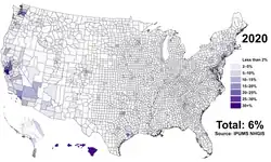 Description de l'image Asian Americans 2020 County.png.