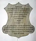 Plaque à l'intérieur de la chapelle décrivant la fondation