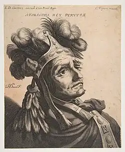 Atabalipa, Roi du Pérou, d'après Claude Vignon, 1634-1637, estampe à l'eau-forte, Metropolitan Museum of Art.