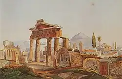 Athènes. Vue depuis l'Ouest, en regardant vers la Pazaroporta (la porte du Bazar).