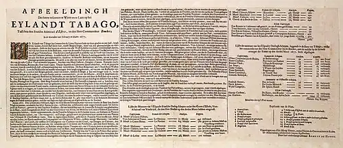 Texte accompagnant la gravure. Atlas van der Hagen, bibliothèque royale des Pays-Bas.