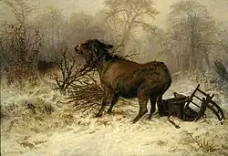 August Friedrich Schenck, Âne surpris par un loup, huile sur toile, 69,8 x 102 cm,1860-1870, Sheffield Museums