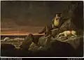 Autoportrait : Solitude, watching the horizon at sun set, in the hopes of seeing a vessel, Tristan de Acunha (i.e. da Cunha) in the South Atlantic, 1824, huile sur toile, 17.5 x 25,7&nbsp;cm, National Library of Australia