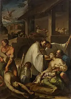 San Luigi Gonzaga con i malati di peste.