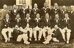 Photo de groupe de l'équipe d'Australie en tournée en Angleterre en 1930.