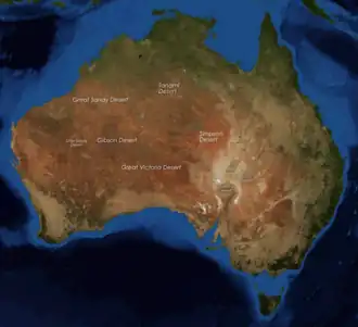 Localisation des déserts en Australie.