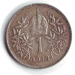 1 couronne en argent (revers), type 1913