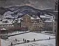 Autun sous la neige : place du Champ de Mars, c. 1930.