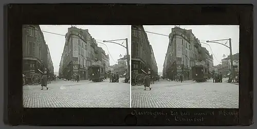 Rue Neuve (rue du Onze-Novembre) et Saint Louis (avenue des États-Unis) à Clermont.