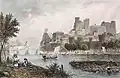 Avignon vu de l'île de la Barthlasse, dessin et gravure de J. Schroeder, 1859.
