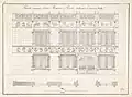 Façade (restaurée) d’une maison à Reims [Hôtel le Vergeur, façade Renaissance]. 2 planches lithographiques de N. Brunette, 225 x 340 mm