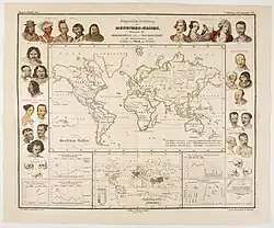 Geographische Verbreitung der Menschen-Rassen… / Répartition géographique des races humaines… 1852