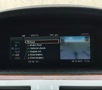 LCI iDrive montrant des items de services