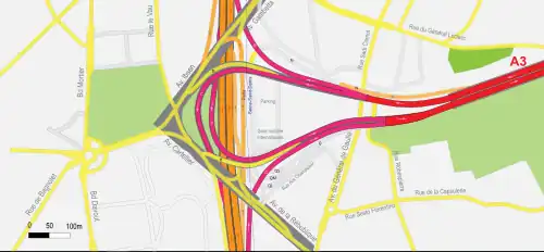 Schéma de l'Échangeur de la porte de Bagnolet