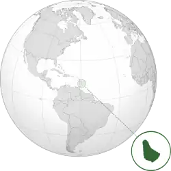Localisation de la Barbade en Amérique.
