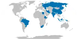 Carte des BRICS en 2024.