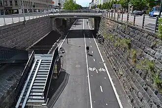 Baana et le pont de la rue Antinkatu en 2012.
