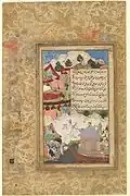 Farroukh Bek:, Babour ivre retourne à son camp de nuit (Babournameh), 1589, Sackler Gallery, Washington.
