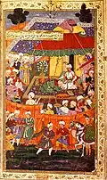 Une scène du Babur Nama.