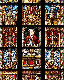 Vitrail de Jean-Sébastien Bach à Saint-Thomas de Leipzig.