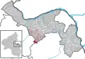 Localisation de Badenheim dans la Verbandsgemeide et dans l'arrondissement