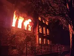 Collège incendié à Bakhmout, en octobre 2022.