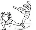 Balayage retourné de type spinning hook-kick.