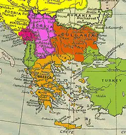 La Thrace de 1913 à 1918.